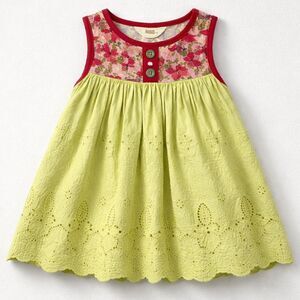 Matilda Jane lime green eyelet and butterfly patterned mixed Media dress size 4